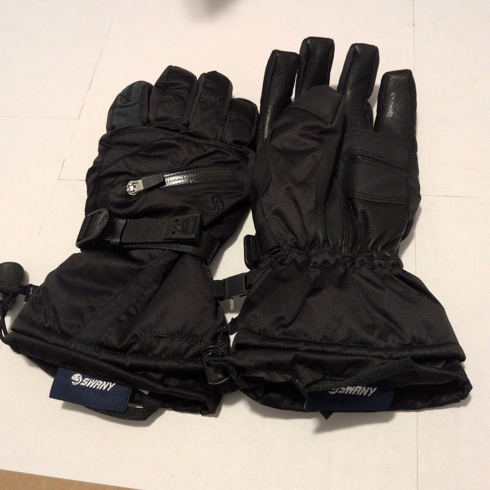 Swany Gloves Womens Large Black Leather Tri-Plex Insulated Ski Snow Winter